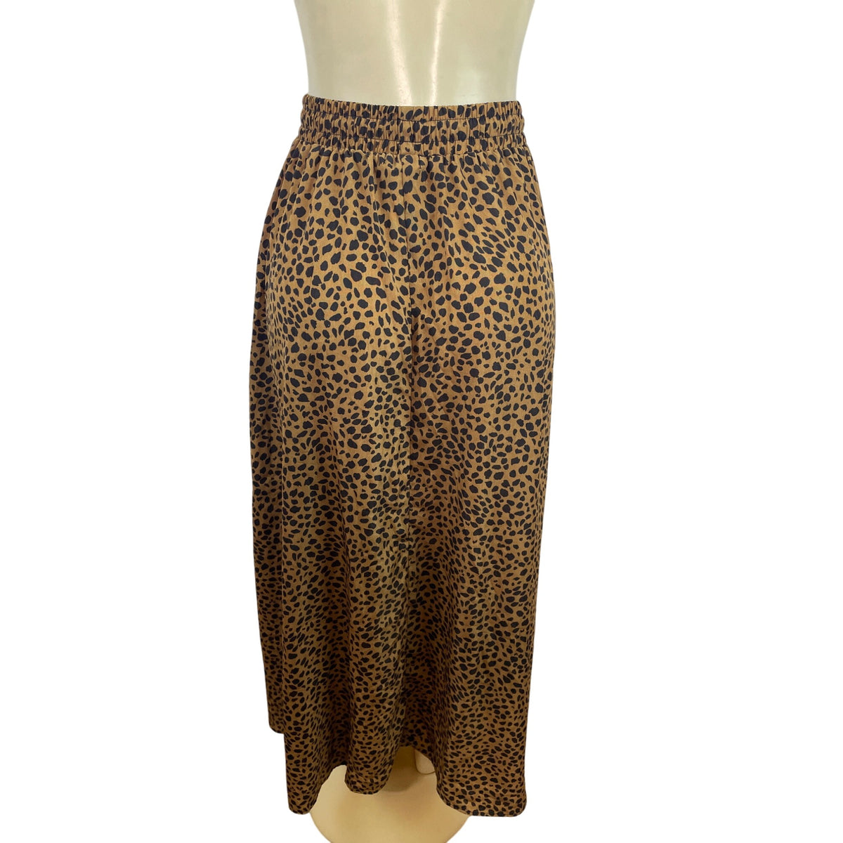 Bluetime Leopard Print Midi Skirt With Elastic Waist & Drawstring Sz M - New