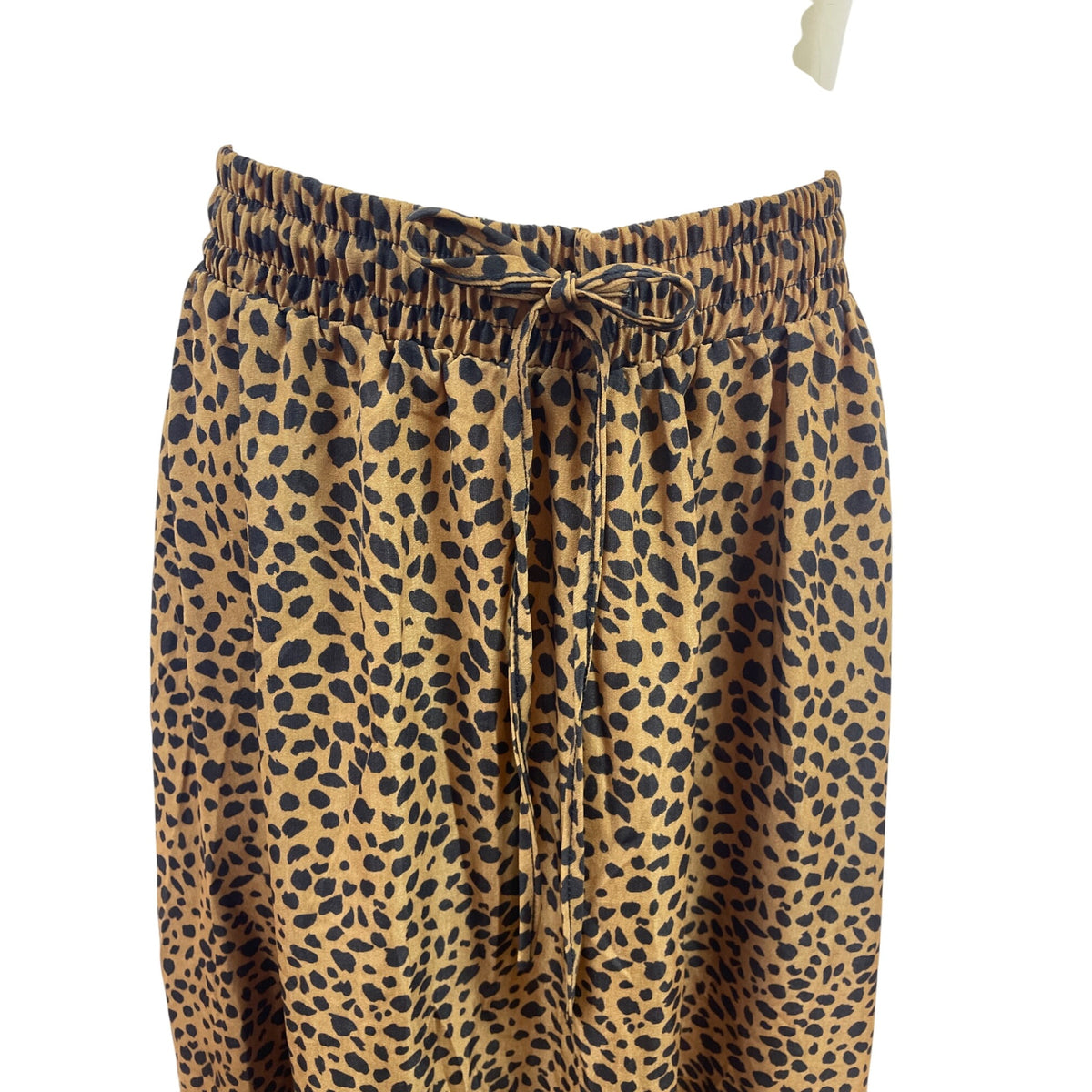 Bluetime Leopard Print Midi Skirt With Elastic Waist & Drawstring Sz M - New