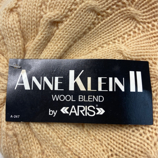 Anne Klein II Womens Wool Blend Knitted Beige Beret Beanie - One Size