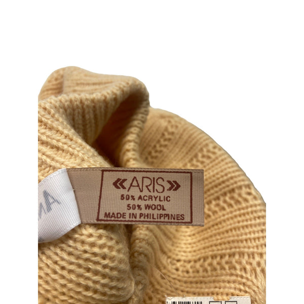 Anne Klein II Womens Wool Blend Knitted Beige Beret Beanie - One Size