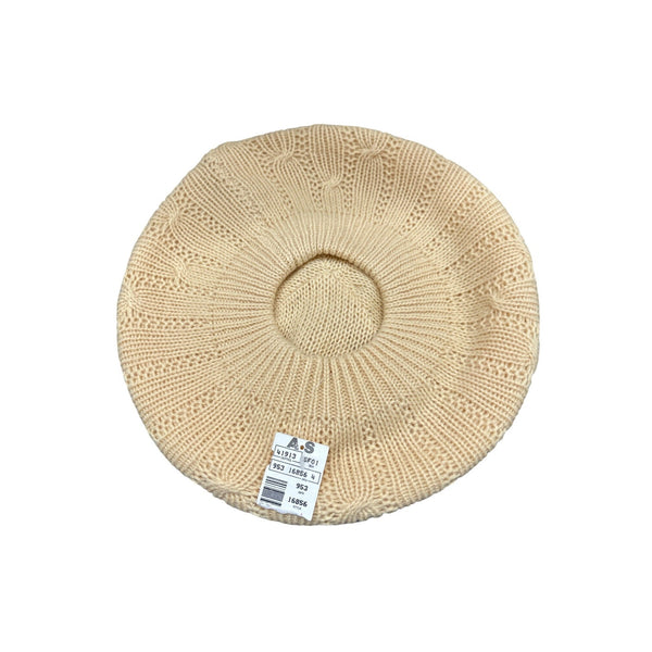 Anne Klein II Womens Wool Blend Knitted Beige Beret Beanie - One Size