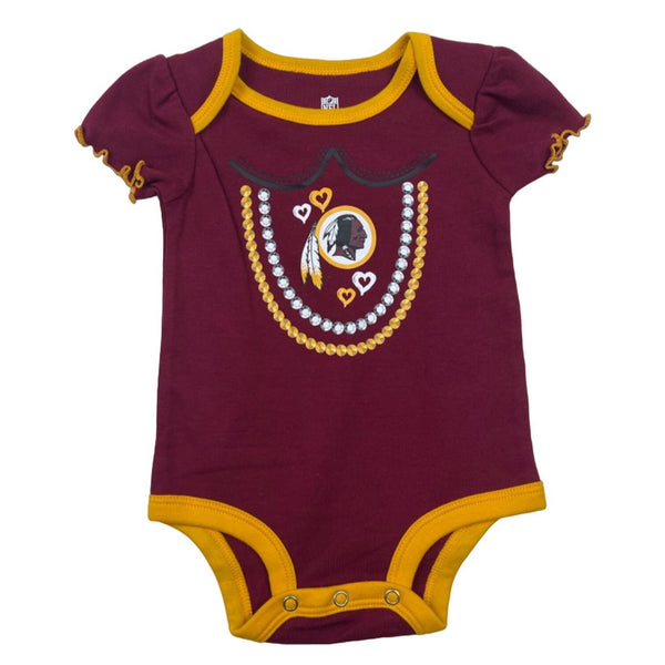 NFL Indians Toddler Girl's Red and White Creeper Set Sz 0-3M - NWT