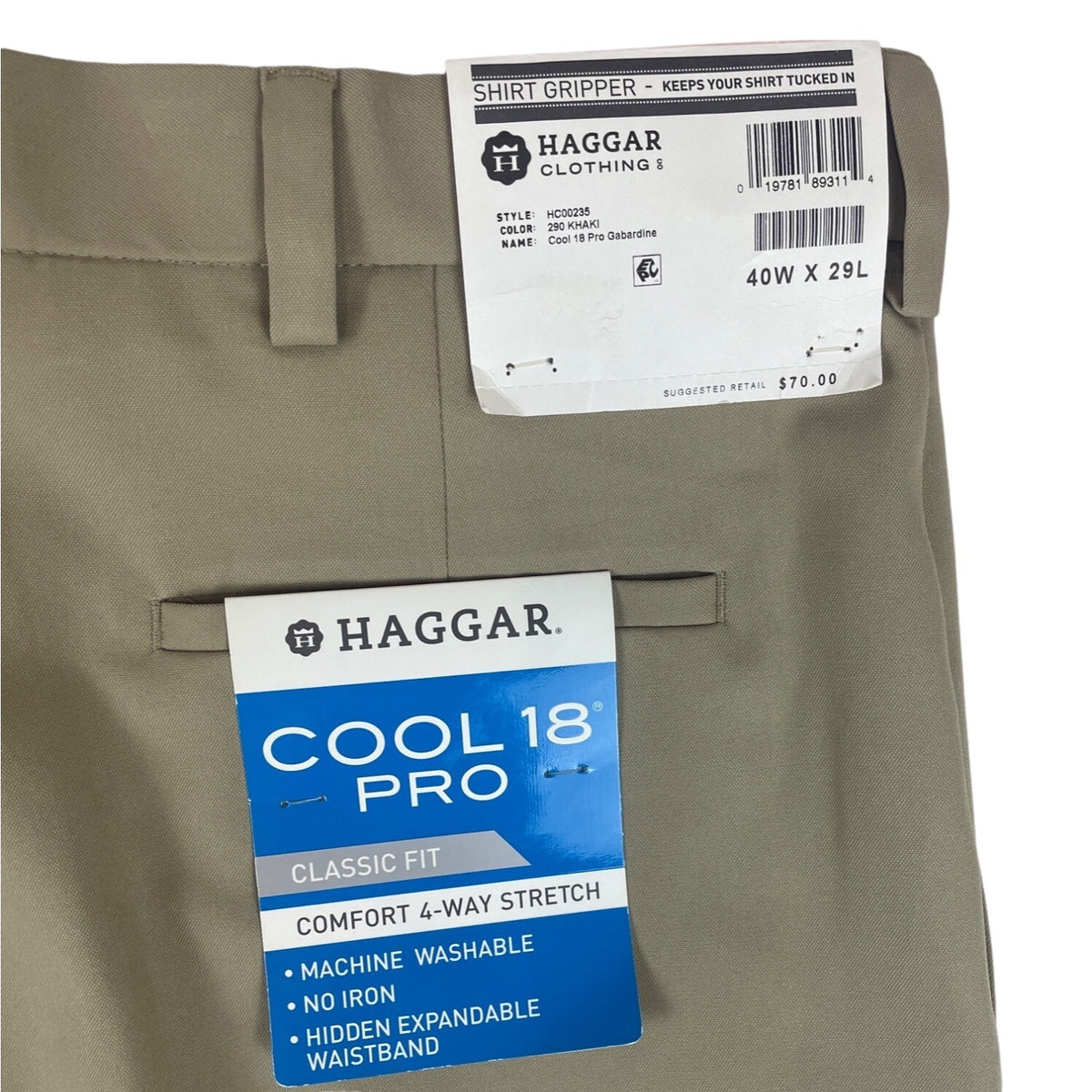 Haggar Men's Beige Khaki Pants Sz 40x29 - NWT
