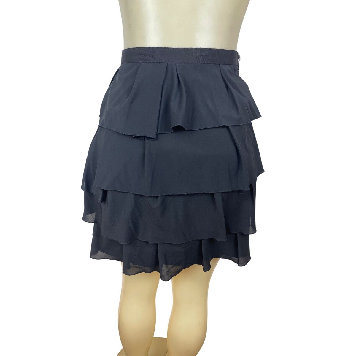 The Limited Womens Tiered Black Ruffle Mini Skirt W/ Side Zipper Size 6 - New