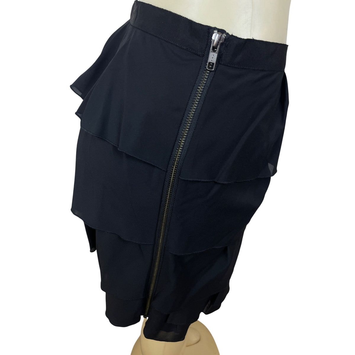 The Limited Womens Tiered Black Ruffle Mini Skirt W/ Side Zipper Size 6 - New