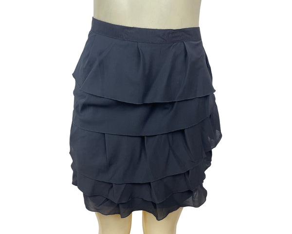The Limited Womens Tiered Black Ruffle Mini Skirt W/ Side Zipper Size 6 - New