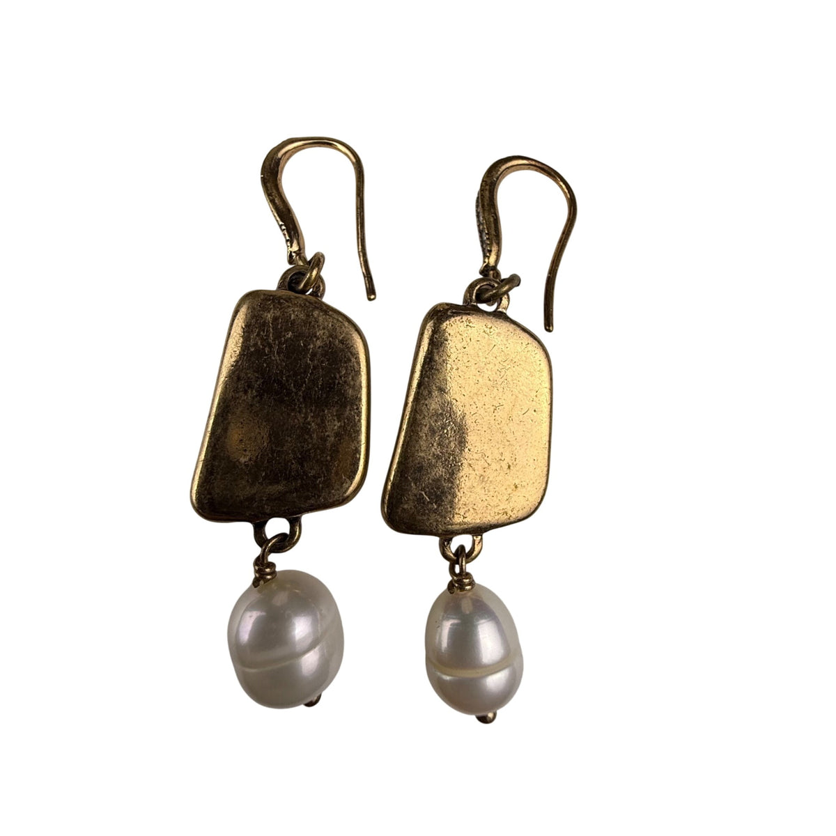 Gold Tone Womens Dangle Earrings With Blue Stones & Simulated Pearls Drop