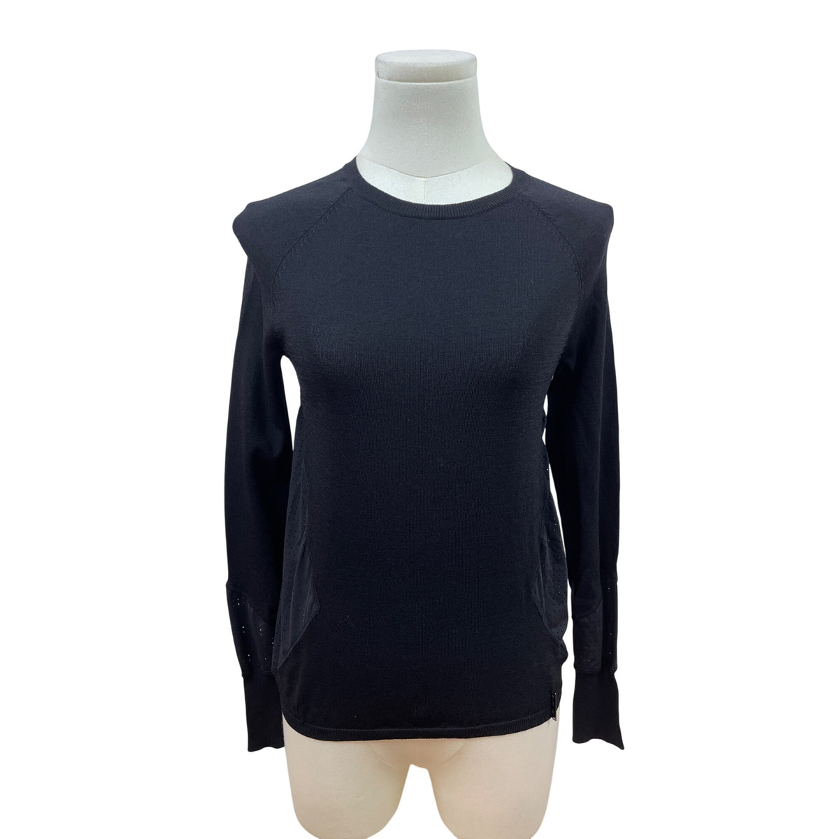 Sweaty Betty Black Long Sleeve Crew Neck Top W/ Mesh Panels Size S