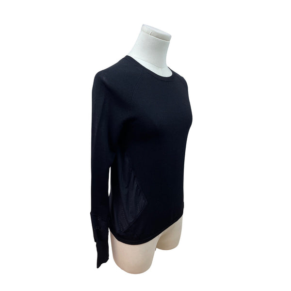 Sweaty Betty Black Long Sleeve Crew Neck Top W/ Mesh Panels Size S