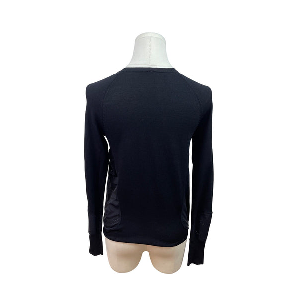 Sweaty Betty Black Long Sleeve Crew Neck Top W/ Mesh Panels Size S