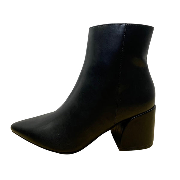 Madden Girl Women’s Black Pointed Toe Side Zip Block Heel Ankle Boots Size 7.5M