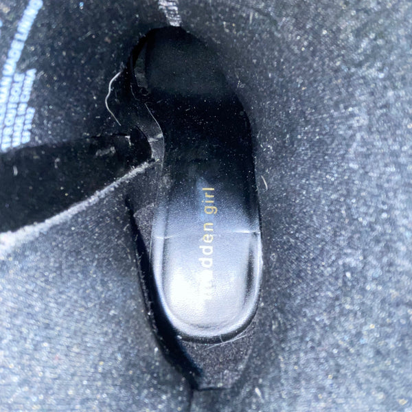 Madden Girl Women’s Black Pointed Toe Side Zip Block Heel Ankle Boots Size 7.5M