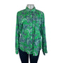 Lauren Jeans Co. Women’s Green/Blue Paisley Print Button-Up Long Sleeve Shirt XL