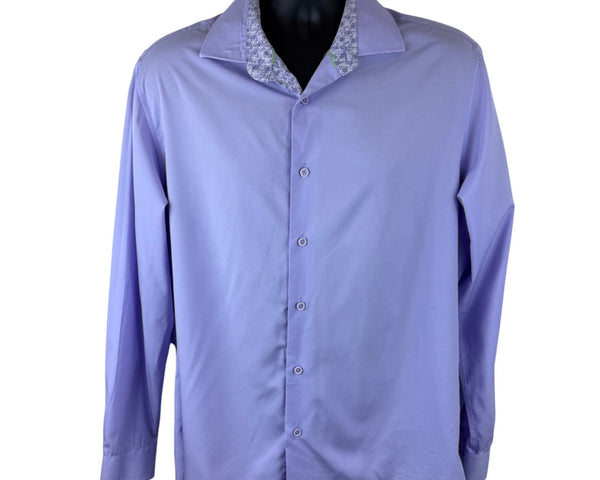 Tom Baine Mens Lavender Button-Up Shirt Long Sleeve Spandex Blend Sz XL