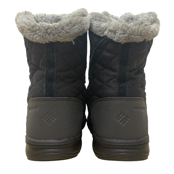 Columbia Girls Black Faux Fur Insulated Lace-Up Waterproof Winter Boots Size 4