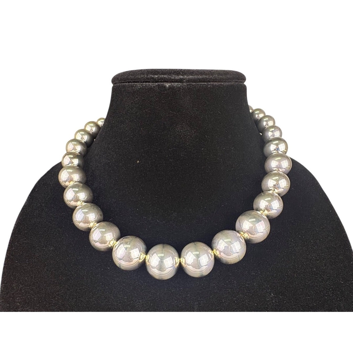 Ross-Simons Womens Silver Tone Beaded Necklace Sterling Italy 925 Boxed