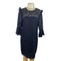 Ann Taylor Women's Black Lace Shift Dress With Ruffle Shoulders Sz 10