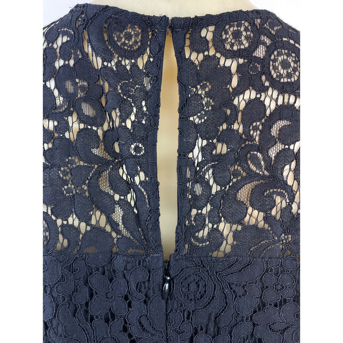 Ann Taylor Women's Black Lace Shift Dress With Ruffle Shoulders Sz 10