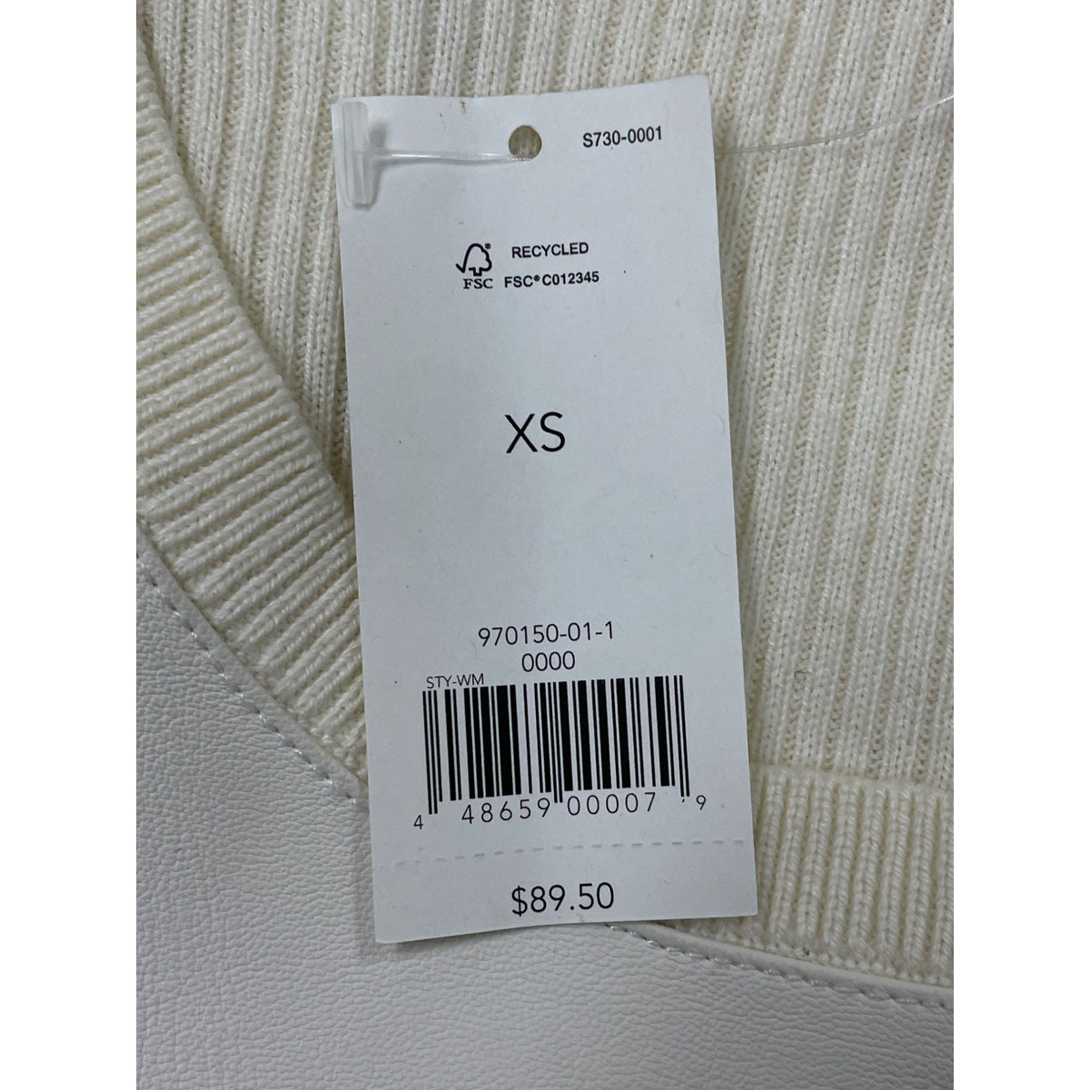 Banana Republic White Mixed Knit Sweater With Ribbed Sleeves Womens Size XS- New