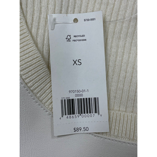 Banana Republic White Mixed Knit Sweater With Ribbed Sleeves Womens Size XS- New