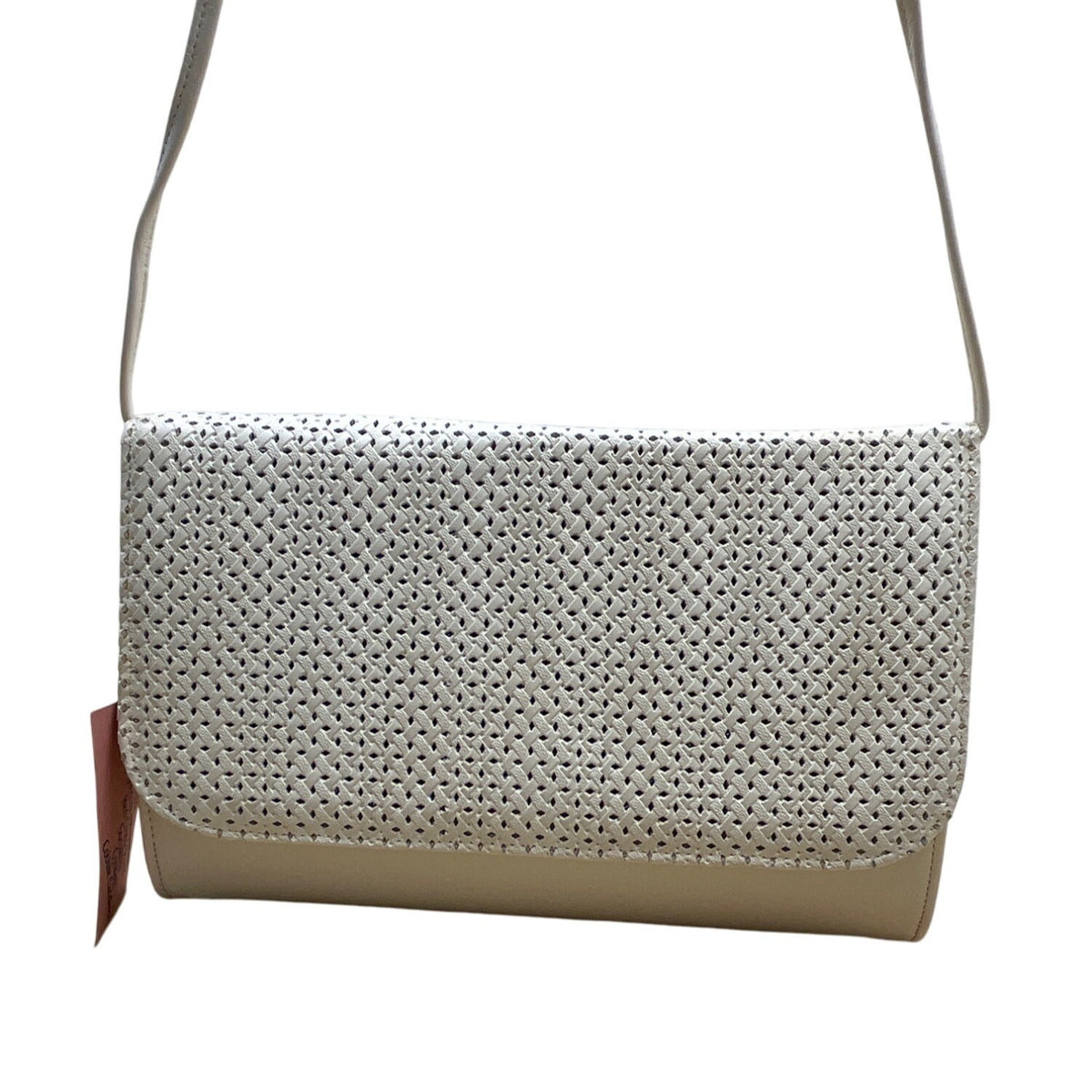 Vintage Red Cross Shoes Women’s White Perforated Flap Shoulder Clutch Bag Sz M