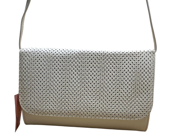 Vintage Red Cross Shoes Women’s White Perforated Flap Shoulder Clutch Bag Sz M