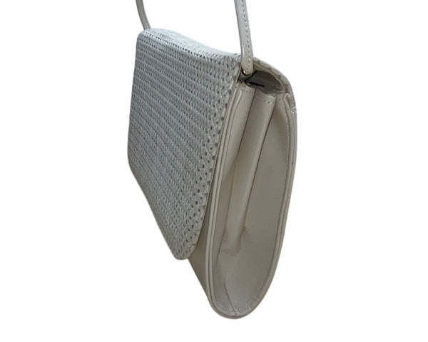 Vintage Red Cross Shoes Women’s White Perforated Flap Shoulder Clutch Bag Sz M