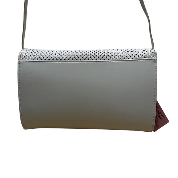 Vintage Red Cross Shoes Women’s White Perforated Flap Shoulder Clutch Bag Sz M