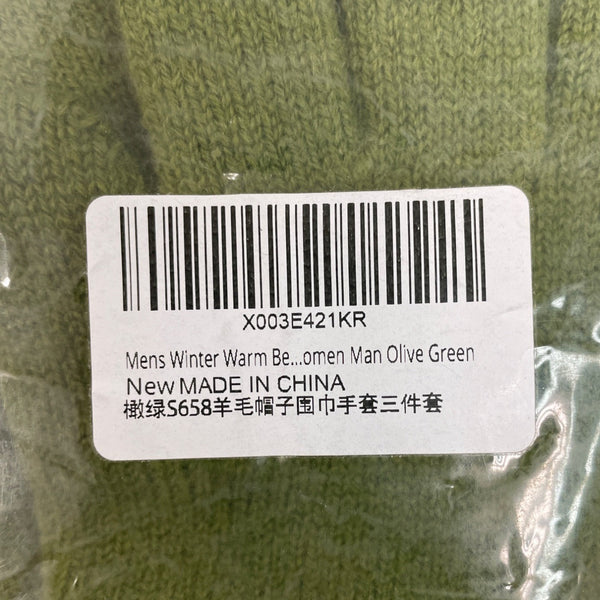 H Men’s Green Knit Winter Set - Hat Scarf & Gloves - New