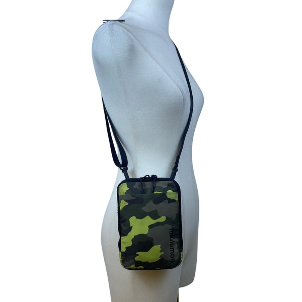 Lululemon Unisex Green/Black Camouflage Adjustable Strap Compact Crossbody Bag