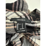 Forever 21 Womens Black Multi Cotton/Polyester Plaid Long Sleeve Frayed Hem Shirt S