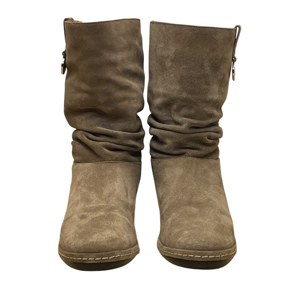 Stuart Weitzman Women’s Taupe Suede Mid-Calf Slouch Slip-On Coinage Boots Size 7