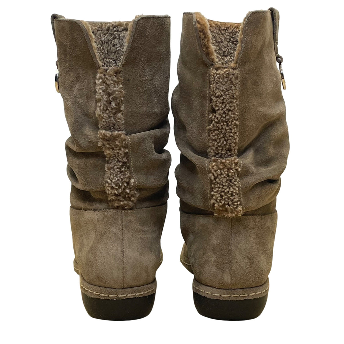 Stuart Weitzman Women’s Taupe Suede Mid-Calf Slouch Slip-On Coinage Boots Size 7