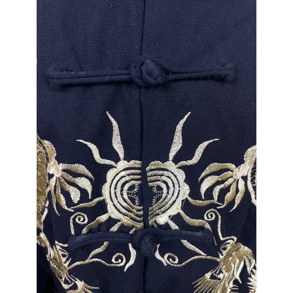 Chinese Dragon Embroidered Jacket Black & Gold Men’s Long Sleeve Size L