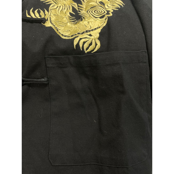 Chinese Dragon Embroidered Jacket Black & Gold Men’s Long Sleeve Size L