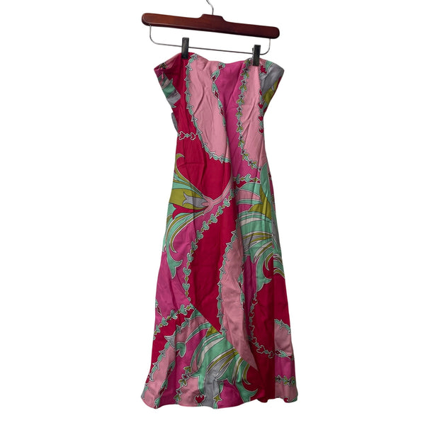 Laundry By Shelli Segal Womens Multicolor Silk Strapless Floral Print Maxi Dress Size 2