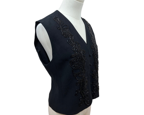 Liz Claiborne Black Beaded Sleeveless Vest Womens S