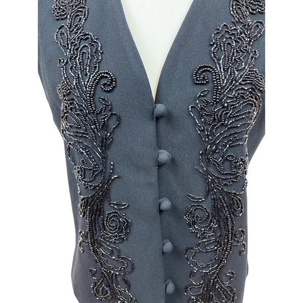 Liz Claiborne Black Beaded Sleeveless Vest Womens S