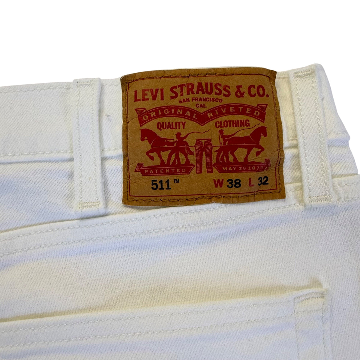 Levis Mens White Cotton Blend 511 Slim Fit Jeans  Classic Denim Style Sz W38 L32