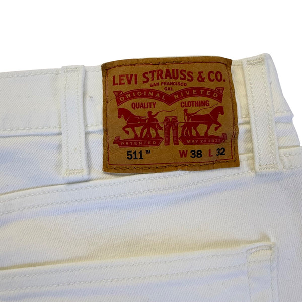 Levis Mens White Cotton Blend 511 Slim Fit Jeans  Classic Denim Style Sz W38 L32