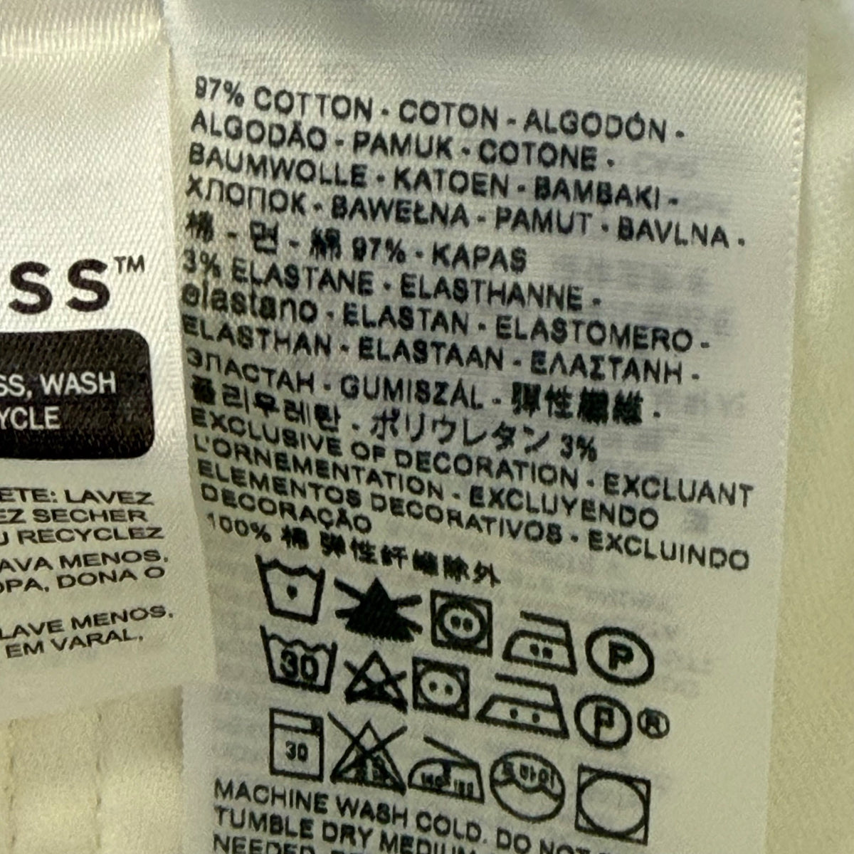 Levis Mens White Cotton Blend 511 Slim Fit Jeans  Classic Denim Style Sz W38 L32