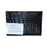 Raika Luxury Women's Black Crocodile Print Leather Envelope calling card case Sz S