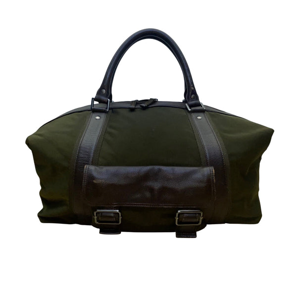 Banana Republic Unisex Olive Nylon & Leather Buckle Accents Weekend Travel Bag