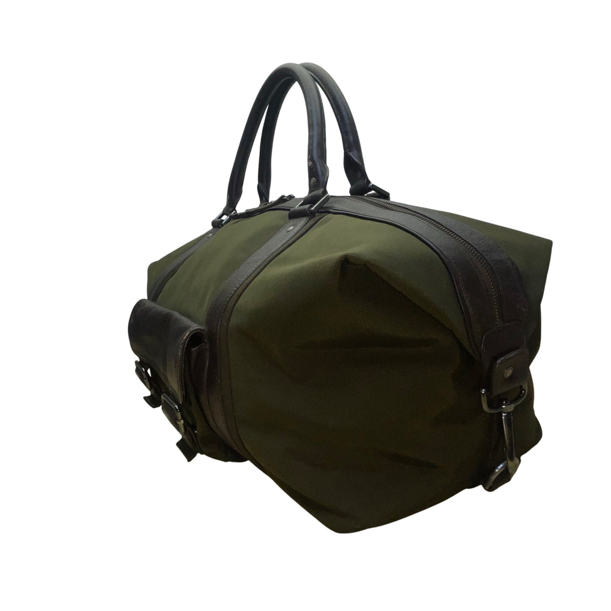 Banana Republic Unisex Olive Nylon & Leather Buckle Accents Weekend Travel Bag