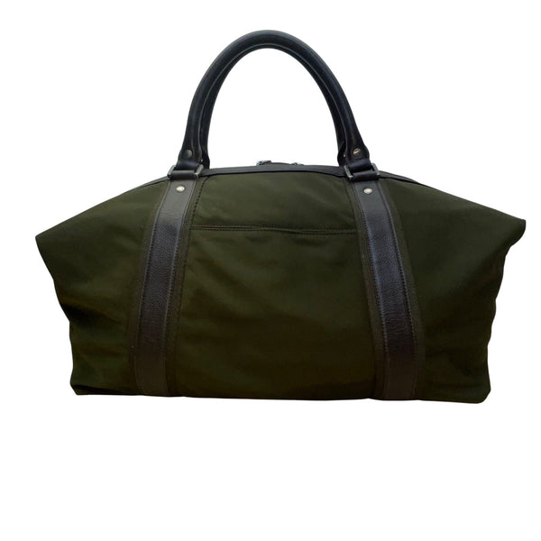 Banana Republic Unisex Olive Nylon & Leather Buckle Accents Weekend Travel Bag