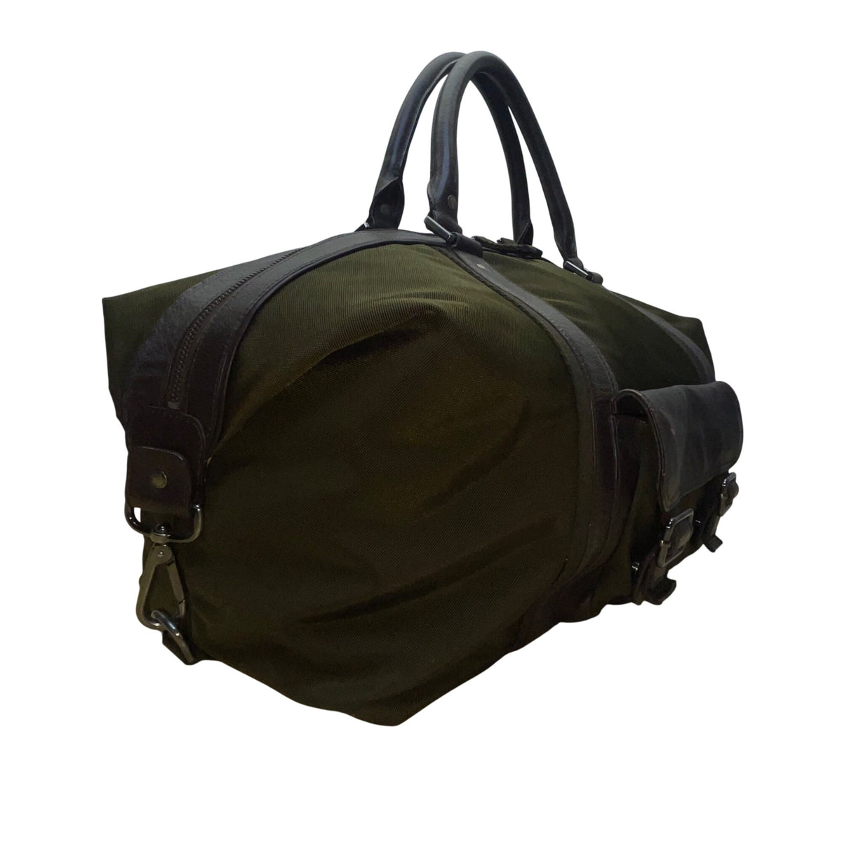 Banana Republic Unisex Olive Nylon & Leather Buckle Accents Weekend Travel Bag