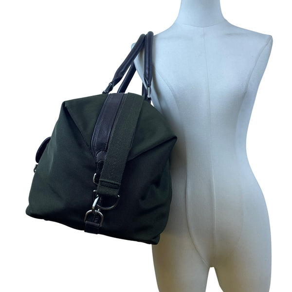 Banana Republic Unisex Olive Nylon & Leather Buckle Accents Weekend Travel Bag