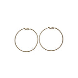 Gold Textured Hoop Earrings Lightweight Design For Women 2-Inch Diameter