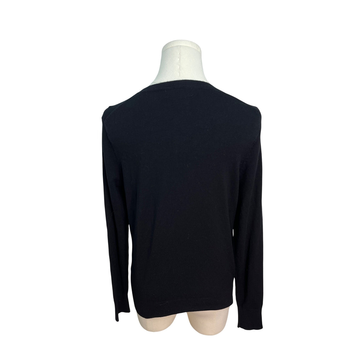 Charter Club Black Sequin Striped Cardigan Sweater Womens Button Up Size S
