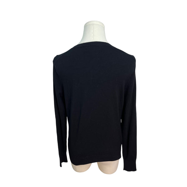 Charter Club Black Sequin Striped Cardigan Sweater Womens Button Up Size S
